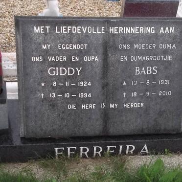 FERREIRA Giddy 1924-1994 &amp; Babs 1931-2010
