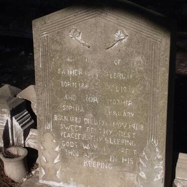 FEBRUARY Peter 1882-1922 &amp; Sophia 1889-1948