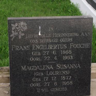FOUCHE Frans Engelbertus 1868-1953 &amp; Magdalena Susanna LOURENS 1872-1958