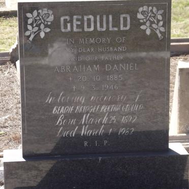 GEDULD Abraham Daniel 1885-1946 &amp; Beadie Bridget Bertha 1892-1962