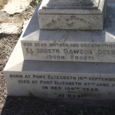 GEER Elizabeth Dawson nee FROST 1821-1925