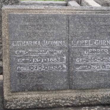 GERBER Catharina Jacomina TERBLANCHE 1883-1954 &amp; Carel Gurney 1884-1951