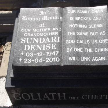 GOLIATH Sundari Denise nee CHETTY 1947-2010
