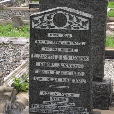 GOUWS Elizabeth J.C.S. nee BLIGNAUT 1889-1942 :: GOUWS  Alinda -1956