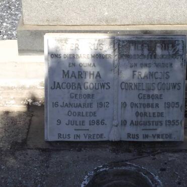 GOUWS Francois Cornelius 1905-1955 &amp; Martha Jacoba 1912-1986