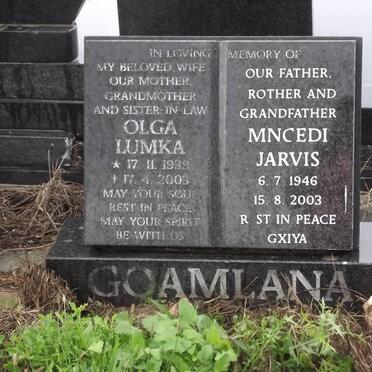 GQAMLANA Olga Lumka 1939-2003 &amp; Mncedi Jarvis 1946-2003