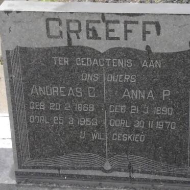 GREEFF Andreas C. 1869-1953 &amp; Anna P. 1890-1970