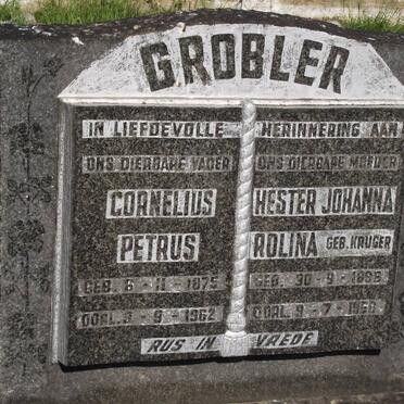 GROBLER Cornelius Petrus 1875-1962 &amp; Hester Johanna Rolina KRUGER 1896-1960