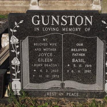 GUNSTON Basil 1919-1997 &amp; Joyce Eileen DEACON 1922-1972