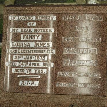 INNES Fanny Louisa 1875-1951 :: LAWRENCE Winnifred 1898-1986
