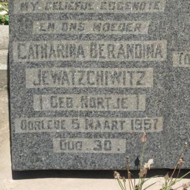 JEWATZCHIWITZ Catharina Berandina nee NORTJE -1957