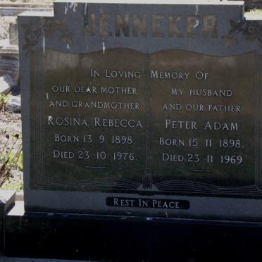 JENNEKER Rosina Rebecca 1898-1976 &amp; Peter Adam 1898-1969