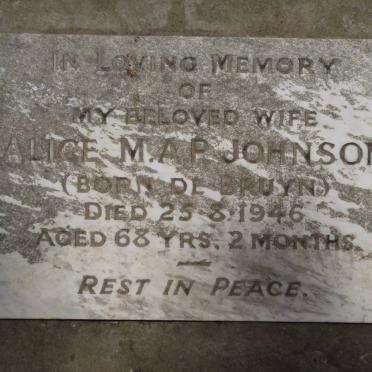 JOHNSON Alice M.A.P. nee DE BRUYN -1946