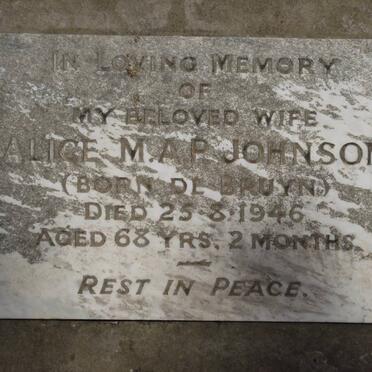 JOHNSON Alice M.A.P. nee DE BRUYN -1946