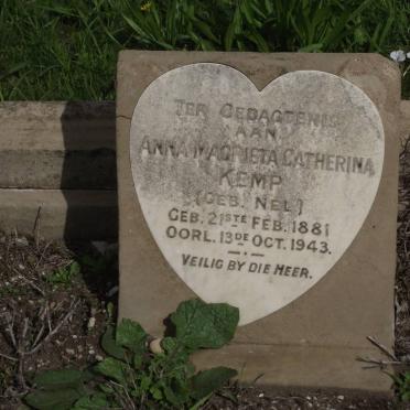 KEMP Anna Magrieta Catherina nee NEL 1881-1943
