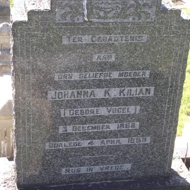 KILIAN Johanna K. nee VOGEL 1868-1958