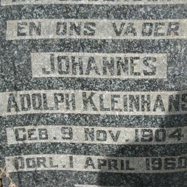 KLEINHANS Johannes Adolph 1904-1960 &amp; Georgina Elizabeth 1905-1980