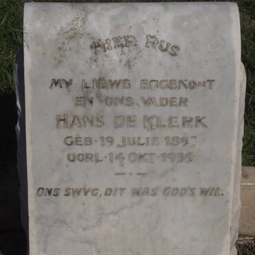KLERK Hans, de 1893-1935