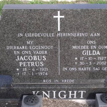 KNIGHT Jacobus Petrus 1921-1974 &amp; Gilda 1927-2002