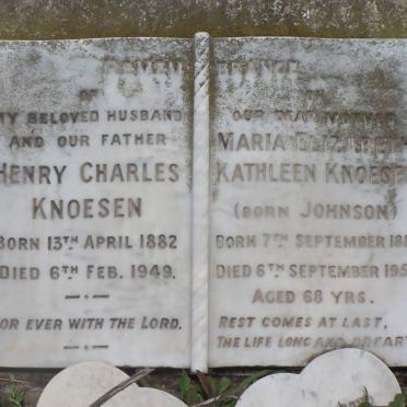 KNOESEN Henry Charles 1882-1949 &amp; Maria Elizabeth Kathleen JOHNSON 1887-1955