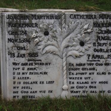 KOEKEMOER Joachim Marthinus 1894-1955 &amp; Catherina Maria NAGEL 1893-1950
