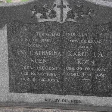KOEN Karel J.A. 1877-1961 &amp; Eva Catharina JACOBS 1881-1953