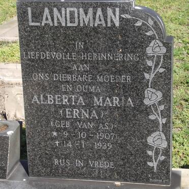 LANDMAN Alberta Maria nee VAN AS 1907-1939