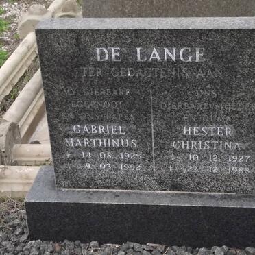 LANGE Gabriel Marthinus, de 1925-1952 &amp; Hester Christina 1927-1988