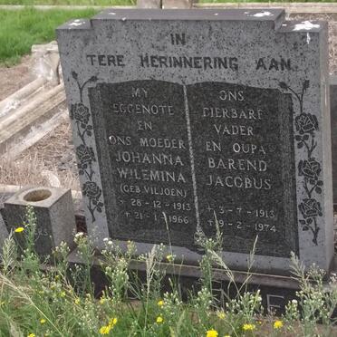 LANGE Barend Jacobus, de 1913-1974 &amp; Johanna Wilemina VILJOEN 1913-1966