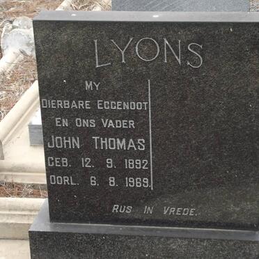 LYONS John Thomas 1892-1969