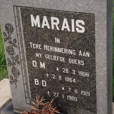 MARAIS D.M. 1906-1964 &amp; B.D. 1919-1980