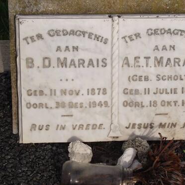 MARAIS B.D. 1878-1949 &amp; A.E.T. SCHOLTZ 1878-1948