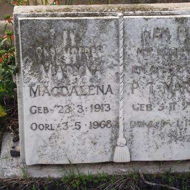 MARAIS P.T. 1896-1953 &amp; Maryna Magdalena 1913-1968 