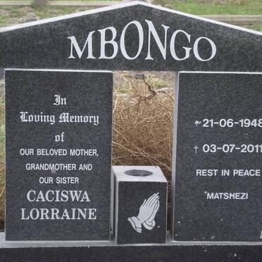 MBONGO Caciswa Lorraine 1948-2011