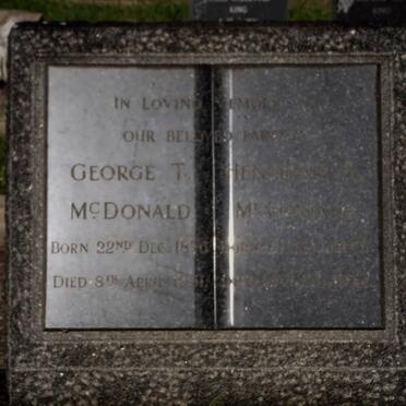 Mc DONALD George T. 1856-1931 &amp; Hendriena A 