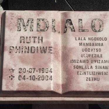MDLALO Ruth Phindiwe 1964-2004