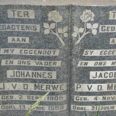 MERWE J., v.d. 1905-1959 &amp; P. 1907-197?