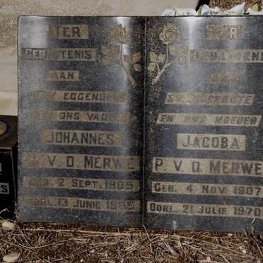 MERWE Johannes A., v.d. 1905-1969 &amp; Jacoba P. 1907-1970