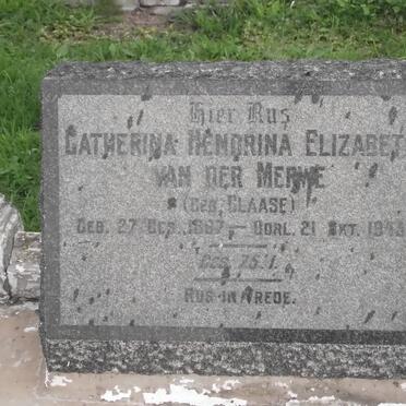 MERWE Catherina Hendrina Elizabeth, van der nee CLAASE 1887-1945