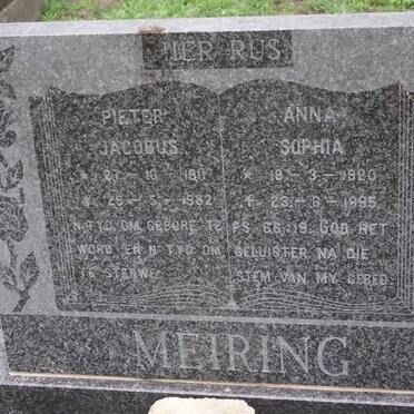 MEIRING Pieter Jacobus 1911-1982 &amp; Anna Sophia 1920-1995