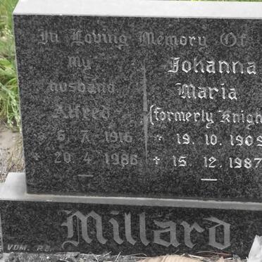 MILLARD Alfred 1916-1986 &amp; Johanna Maria KNIGHT 1909-1987