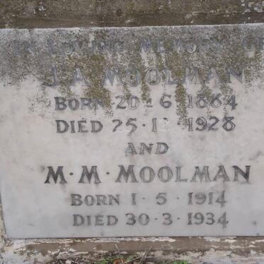 MOOLMAN J.A. 1884-1928 :: MOOLMAN M.M.1914-1934