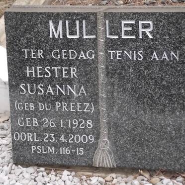 MULLER Hester Susanna nee DU PREEZ 1928-2009