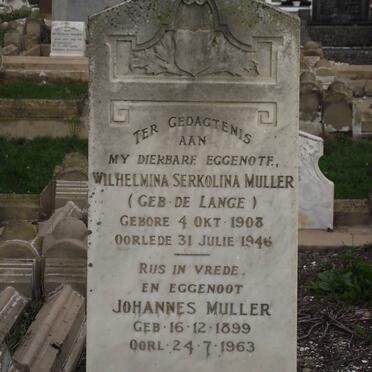 MULLER Johannes 1899-1963 &amp; Wilhelmina Serkolina DE LANGE 1908-1946