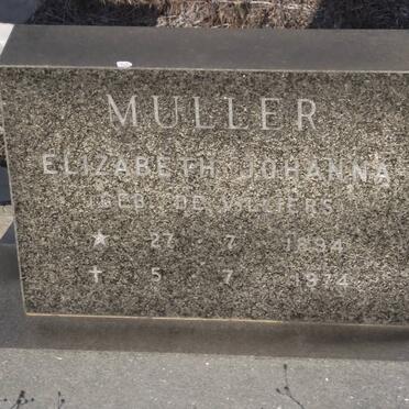 MULLER Elizabeth Johanna nee DE VILLIERS 1894-1974
