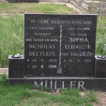 MULLER Nickolas Deetlefs 1909-1988 &amp; Sophia Elizabeth HALGREEN 1912-