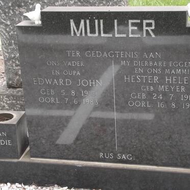 MULLER Edward John 1913-1983 &amp; Hester Helena MEYER 1913-1961