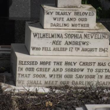 NEVELING Wilhelmina Sophia nee ANDREWS -1942