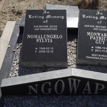 NGOWAPI Nomalungelo Sylvia 1946-2009 :: NGOWAPI Monwabisi Patrick Guy 1980-2011