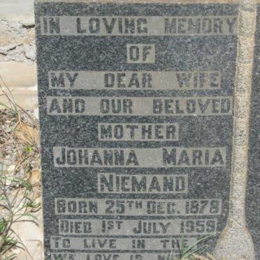NIEMAND Johanna Maria 1878-1959